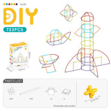 DIY Flexible Straw Building Blocks for Kids Ages 3-6, Creative Educational Construction Toy Set with V1341-ZY-WNQ3NT35-723PCS