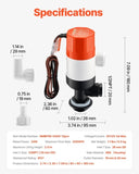 VEVOR Livewell Pump for Boat 12V 500 GPH Livewell Aerator Pump Straight 2 Inlets V952-CYHSB500GPHZPKUIQV9
