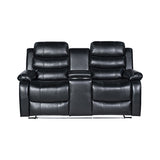 Chelsea 3R1R1R Seater Finest Leatherette Recliner Feature Console LED Light Ultra Cushioned V43-SET-CHLS-3-1-1-BL