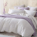 Platinum Collection Balmoral Lilac 100% Cotton Woven Check Stripes Quilt Cover Set Queen V442-LED-QUILTCS-BALMORAL-LILAC-QS