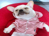 Dog Stain Silk Pajamas Clothes,Button Down Short Sleeve Dog Shirts Loungewear Puppy Pjs for Yorkie V1189-WXFWAL-20260319-01630
