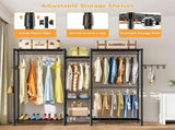 CARLA HOME Heavy Duty Clothing Garment Rack Organizer with Hanging Rods & Storage Shelves for V178-36179