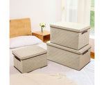 SOGA Medium Beige Non-Woven Diamond Quilt Grid Fabric Storage/Organizer Box SBOX046