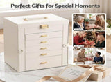 Embellir Jewellery Box 6 Layer Organiser Large Display Case Storage JEW-BOX-6T-WH