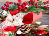 Christmas Wreath with Pine Cones, Red Berries, and Festive Bow - 40cm Holiday Door Decor V888-ELOSUNG10490