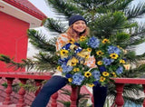 Ukraine Flag Sunflower Front Door Wreath Spring Decor Blue and Yellow Ukrainian Wreath for Home V1294-YM0523-10339844