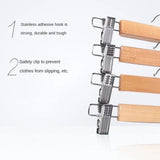 10 Pack Wooden Skirt Hangers with Adjustable Clips Non-Slip Trouser Hanger Natural Finish Lotus Wood V1370-AZ4-07809