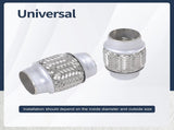 2PCS Exhaust Flex Pipe Stainless Steel Double Braid 1.75" x 4" w/Ends 4" Long V1258-DP02-WO-317