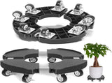 Black Round Adjustable Plant Pot Caddy Stand with Wheels Heavy Duty Rolling Gas Cylinder Tray Dolly V888-ELOSUNG41076