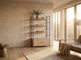 CARLA HOME Bookcase with Cabinet - 4 - Shelf Storage - Oak - Brown - Storage Cabinet V178-36416