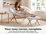 Artiss Comfy Saucer Chair Soft Faux Fur Foldable Accent Chair with Ottoman White XFBS-AR-SAUWOT-WH