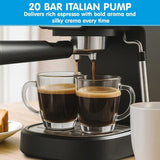 Pronti CM-850D Coffee Machine 20 Bar Espresso Maker with Milk Frother and 1.25L Tank CFM-GTS-850D