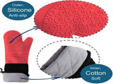 Extra Long Professional Silicone Oven Mitts with Quilted Liner, Durable Resistant Oven Gloves, V1369-AZ3-W-18843