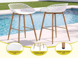 Gardeon 4-Piece Outdoor Bar Stools Plastic Metal Dining Chair Balcony White ODF-BA-CHAIR-PP-WH-4X