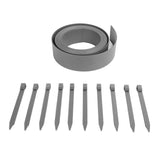 Plastic Garden Border Wood Grain Pattern Flat PE Landscape Edging Kit with Fixing Nails 10M Gray V1294-YM0901-3111240054912