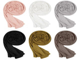6PCS Women Muslim Head Scarf, Smooth Jersey Hijab Wrap, Solid Color Head Coverings, Long Soft Shawl V1192-AZ-W-18352