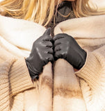 Dents Womens Classic Leather Gloves Winter Warm Soft Smooth Grain - Black V563-DENTS-77-0003-BLK-L