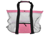 Beach Bags Mesh Cotton Oversized Storage Tote Bags for Beach Picnic Barbecue Camping Pink V1294-YM0523-3117210212411