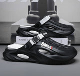Unisex Clog Sandals Open Toe Slip-On Sandals Soft Sole Walking Shoes Outdoor - Black and white V1106-M-SHOE-20985-BLAC-8AU8EU41