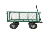 Wallaroo Steel Mesh Garden Trolley Cart 300kg Capacity Wheel - Green GMC-H38-GN