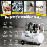 Giantz 30L Air Compressor Quiet 0.75HP Oil-Free Portable Tyre Inflator 40L/Min AC-30L-N-XL-WHT