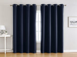 1 Piece Navy Blue Blackout Curtain Panel With Grommets, Thermal Insulated Light Blocking Window V1237-ZY-807-318