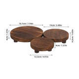 3-Piece Rustic Wooden Flower Display Stands Set, Elegant Wood Risers for Pots, Stable Home and V1366-AZ2-W-22432