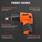 Air Impact Wrench 1/2" Square Drive 880ft-lbs Nut-busting Torque 90-120PSI V952-KQ660N121000NS328V0
