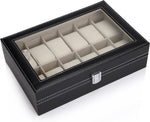 Black PU Leather Watch Organizer Display Storage Box Cases for Men & Women V178-84581