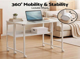 Artiss Foldable Computer Desk Mobile Study Table Workstation White 80cm MET-DESK-26138-WH