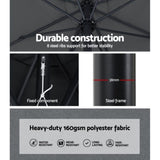 Instahut Outdoor Umbrella 3m Base Beach Pole Garden Tilt Sun Patio UV Charcoal UMB-POLE-3-TIL-BASE-CO