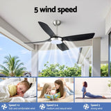 Devanti 52'' Ceiling Fan DC Motor w/Light w/Remote Black CF-B-52-2049-BKSI