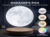 Levitating 3D Moon Lamp with 360&deg Rotation, Touch Control, Three Fixed Color Temperatures and V1341-ZY-752G4KJ9-3COLOR7COLORRGBSUP