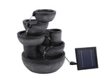 Gardeon Solar Fountain Water Feature 5-Tier Cascading Bowl Grey 51cm FOUNT-A-BOWL-5LVL-GY