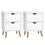 Artiss 2X Bedside Table 2 Drawers - BODEN White FURNI-E-SCAN-BS01-WHX2