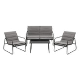 Gardeon 4PCS Outdoor Sofa Set Table and Chairs Cushion textilene Patio Furniture ODF-4PC-SOFA-TXL-J-CSN-BK