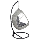 Gardeon Outdoor Egg Swing Chair Wicker Furniture Pod Stand Armrest Light Grey HM-EGG-RAN-S-ARM-LGR