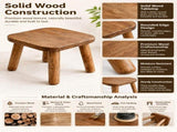 Versatile Solid Wood Small Stool and Mini Side Table with Rounded Square Top and Cylindrical Legs V1341-ZY-CDAYK5YM-L-WALNUT