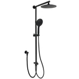 WELS Matt Black 9" Round Rain Shower Head Handheld Adjustable Rail Arm Elbow 2in1 Set V1233-HR003M4CBSC842BSR0901B