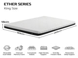 Giselle 18cm King Memory Foam Mattress Dual Feel Reversible Charcoal Foam FOAM-C-MFM-ETHER-H018-K