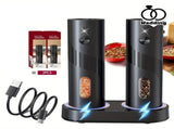 Electric Salt & Pepper Grinder Set with Charging Base V1142-LP601099777071588