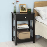 Black Bedside Table with 1 Drawer and 2 Shelves V178-84973