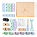 wooden toolbox, animal themed toy, building set, kids construction toy, fine motor skills, creative V1106-819-76755-MLT-13