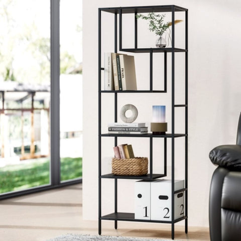 Artiss Bookshelf 5 Tiers RHYS Black FUR-S-DSHELF-01-BK