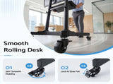Artiss Mobile Lectern Stand, Adjustable Sit-to-Stand Presentation Podium w/ Wheels Black LPS-HY04-125-BK