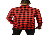 Jacksmith Quilted Flannelette Shirt Mens Jacket 100% Cotton Padded Warm Winter Flannel - Red/Black V563-WS59-190-6XL