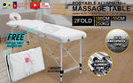 Aluminium Portable Beauty Massage Table Bed 2 Fold 55cm White V274-MT-ALU55-WH