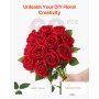 60-Piece Bulk Artificial Red Foam Roses, Real-Looking Faux Flower Stems for DIY Wedding Bouquets, V767-VVR-RZMGHSHS60PCJZU97001V0