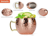 4 Piece Moscow Mule Mug Set Hammered Copper Look, 500 ml V1237-ZY-818-265