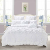 Diamond Pintuck King Size White Duvet Quilt Cover Set V493-ZK-01